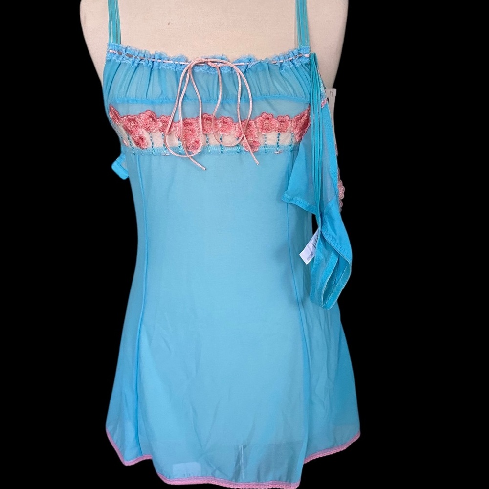 Magnefique Mademoiselle Blue and Pink Sheer Lingerie Set